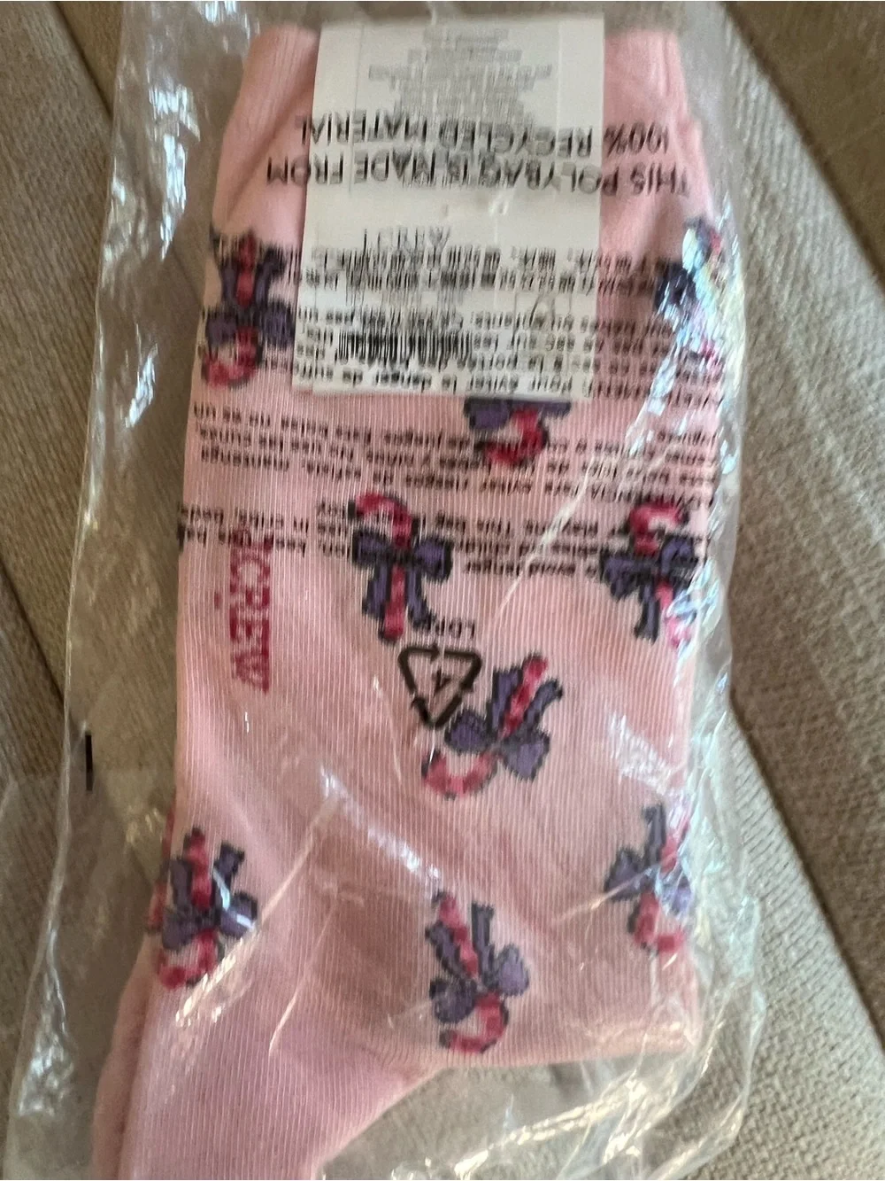 NEW J.Crew Candy cane bows trouser socks